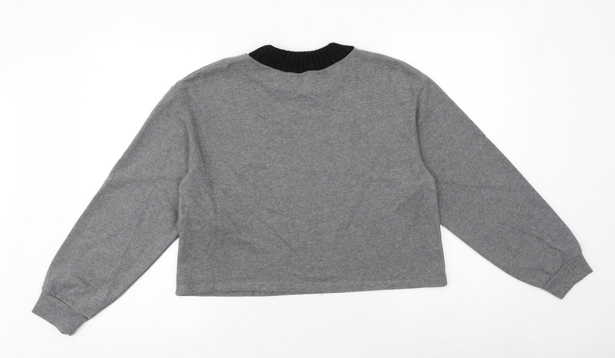 Zara Womens Grey Polyester Pullover Sweatshirt Size S Pullover
