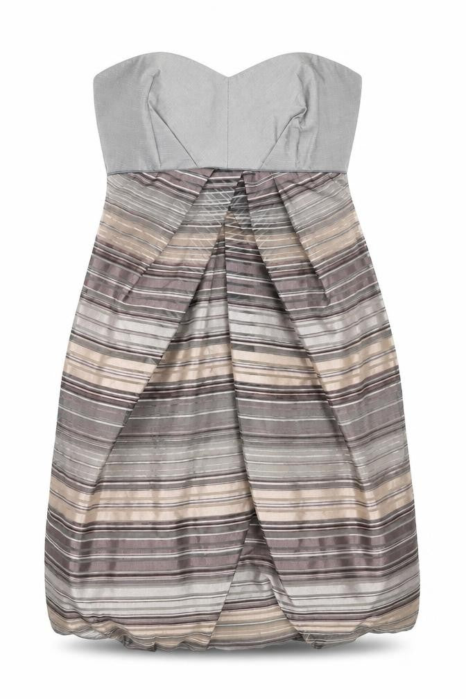 Principles Womens Brown Striped Polyester A-Line Size 12 Sweetheart Zip
