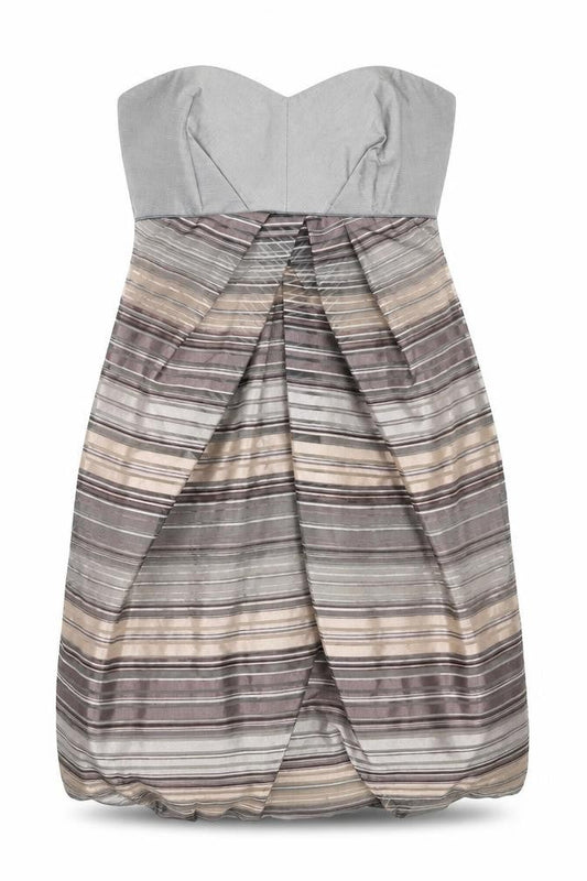 Principles Womens Brown Striped Polyester A-Line Size 12 Sweetheart Zip