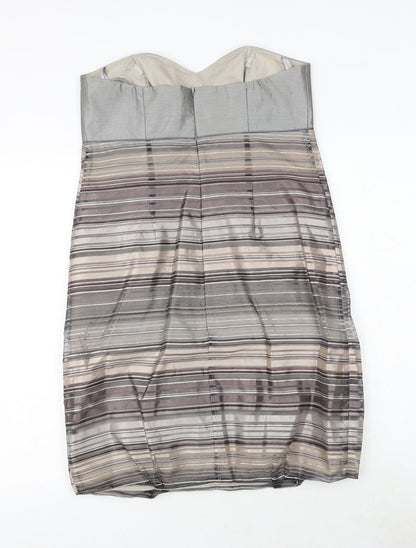 Principles Womens Brown Striped Polyester A-Line Size 12 Sweetheart Zip