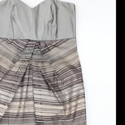 Principles Womens Brown Striped Polyester A-Line Size 12 Sweetheart Zip