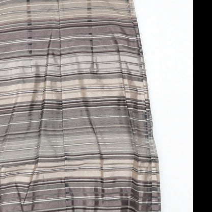 Principles Womens Brown Striped Polyester A-Line Size 12 Sweetheart Zip