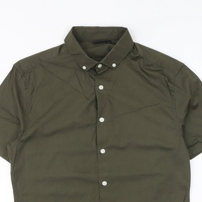 ASOS Mens Green Cotton Polo Size S Collared Button