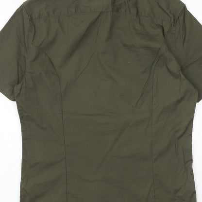 ASOS Mens Green Cotton Polo Size S Collared Button