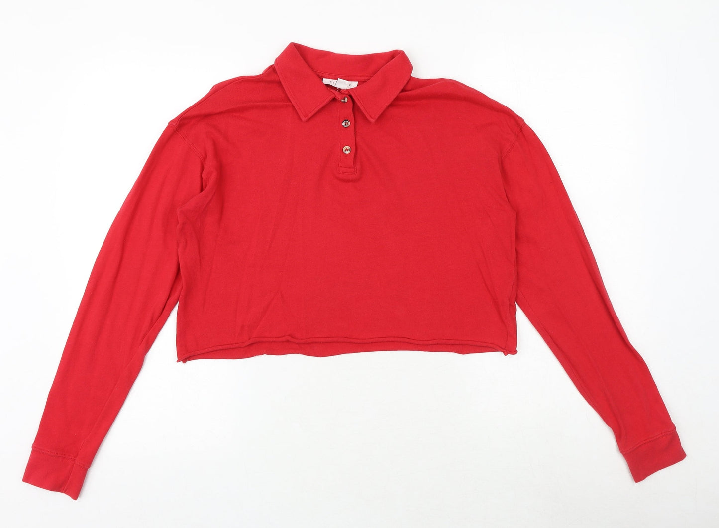 Womens UK Size 8 Topshop Red Cropped Polo