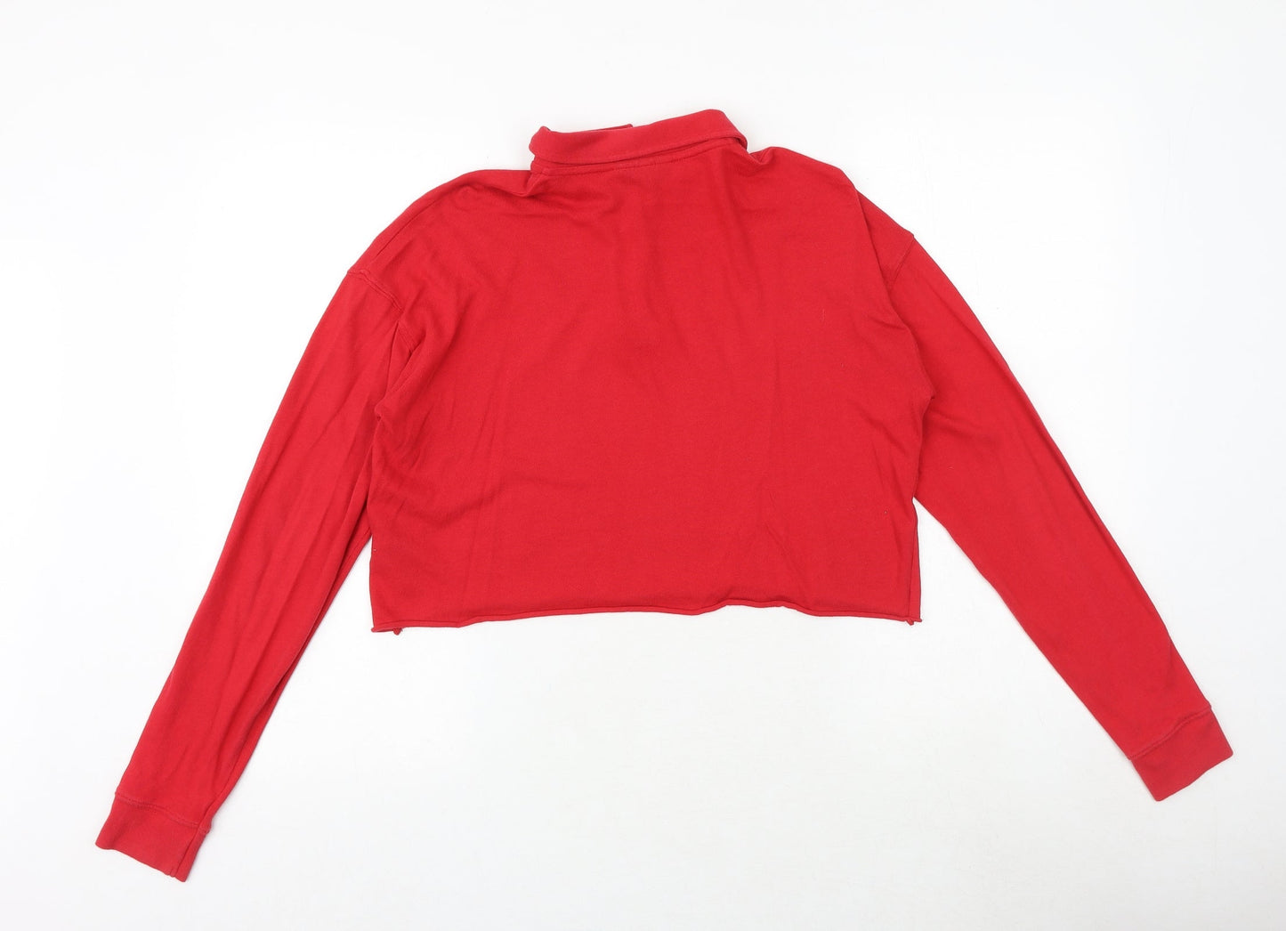 Womens UK Size 8 Topshop Red Cropped Polo