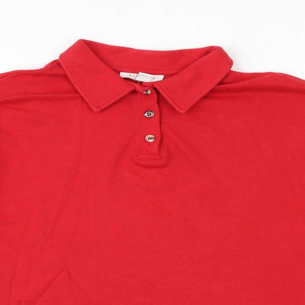 Womens UK Size 8 Topshop Red Cropped Polo