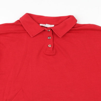 Womens UK Size 8 Topshop Red Cropped Polo