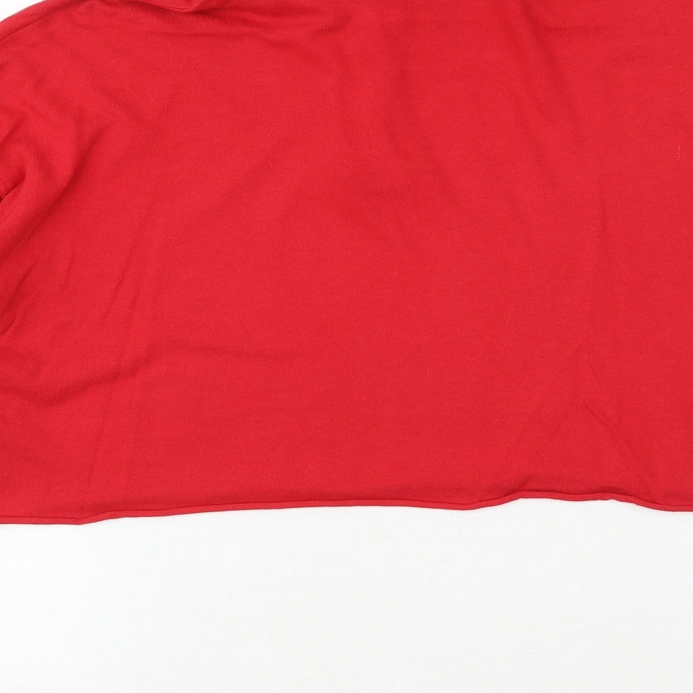 Womens UK Size 8 Topshop Red Cropped Polo