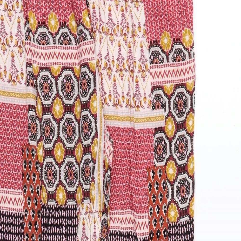 New Look Womens Multicoloured Geometric Viscose Trousers Size 4 Regular