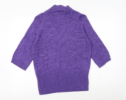 CPM Womens Purple V-Neck 100% Cotton Pullover Jumper Size L