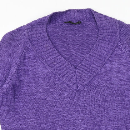 CPM Womens Purple V-Neck 100% Cotton Pullover Jumper Size L