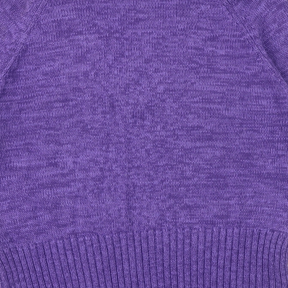 CPM Womens Purple V-Neck 100% Cotton Pullover Jumper Size L