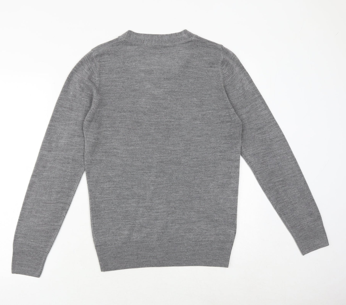 NEXT Mens Grey Round Neck Acrylic Pullover Jumper Size S Long Sleeve