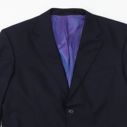 hasp Mens Blue Polyester Jacket Suit Jacket Size 42 Regular
