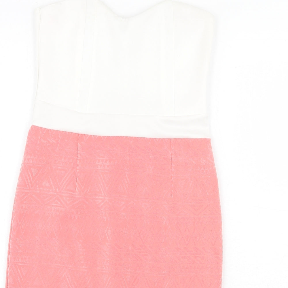 Boohoo Womens Multicoloured Colourblock Polyester Bodycon Size 10 Sweetheart Zip