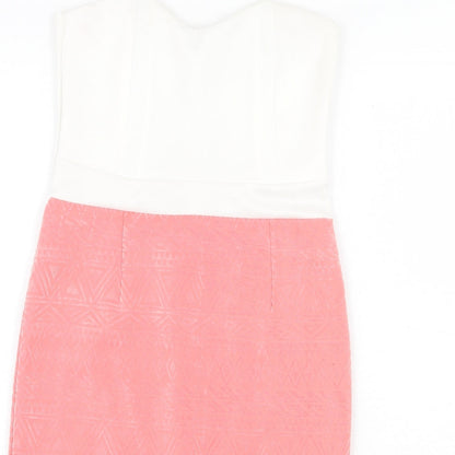 Boohoo Womens Multicoloured Colourblock Polyester Bodycon Size 10 Sweetheart Zip