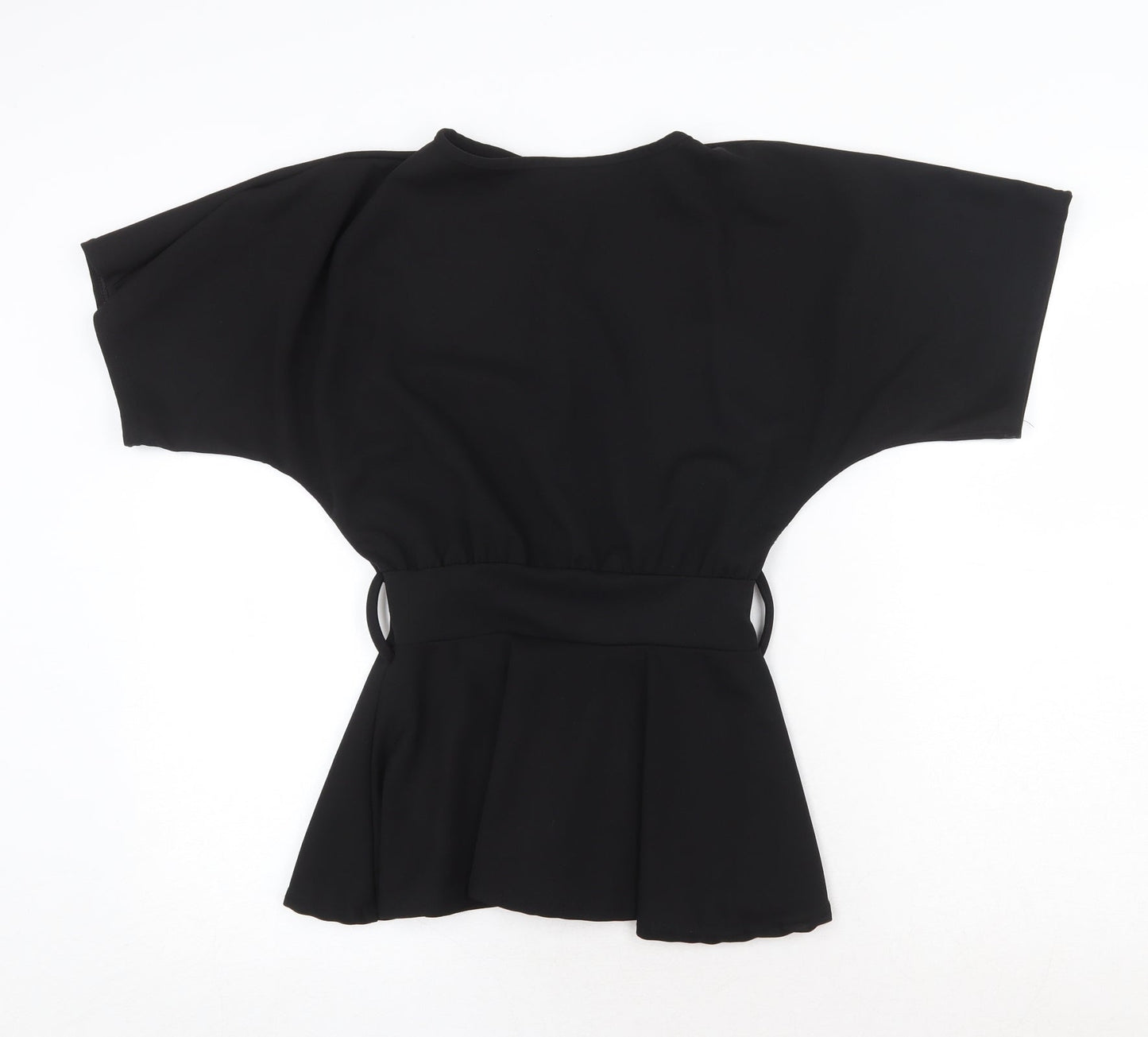 Boohoo Womens Black Polyester Basic Blouse Size 8 Round Neck