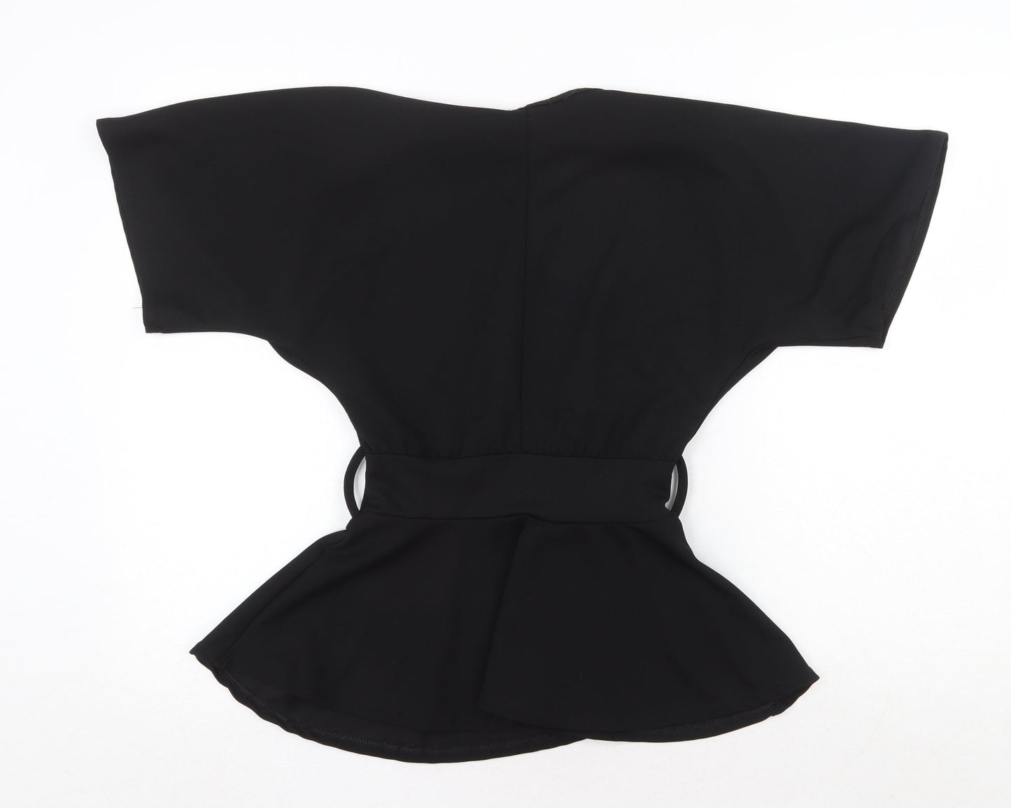 Boohoo Womens Black Polyester Basic Blouse Size 8 Round Neck