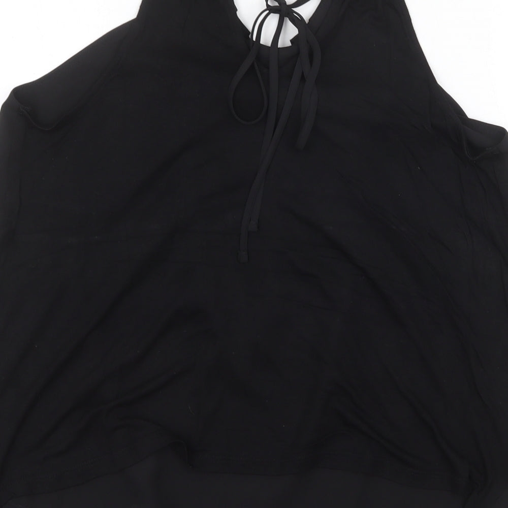 FOREVER 21 Womens Black Polyester Basic Tank Size S Round Neck