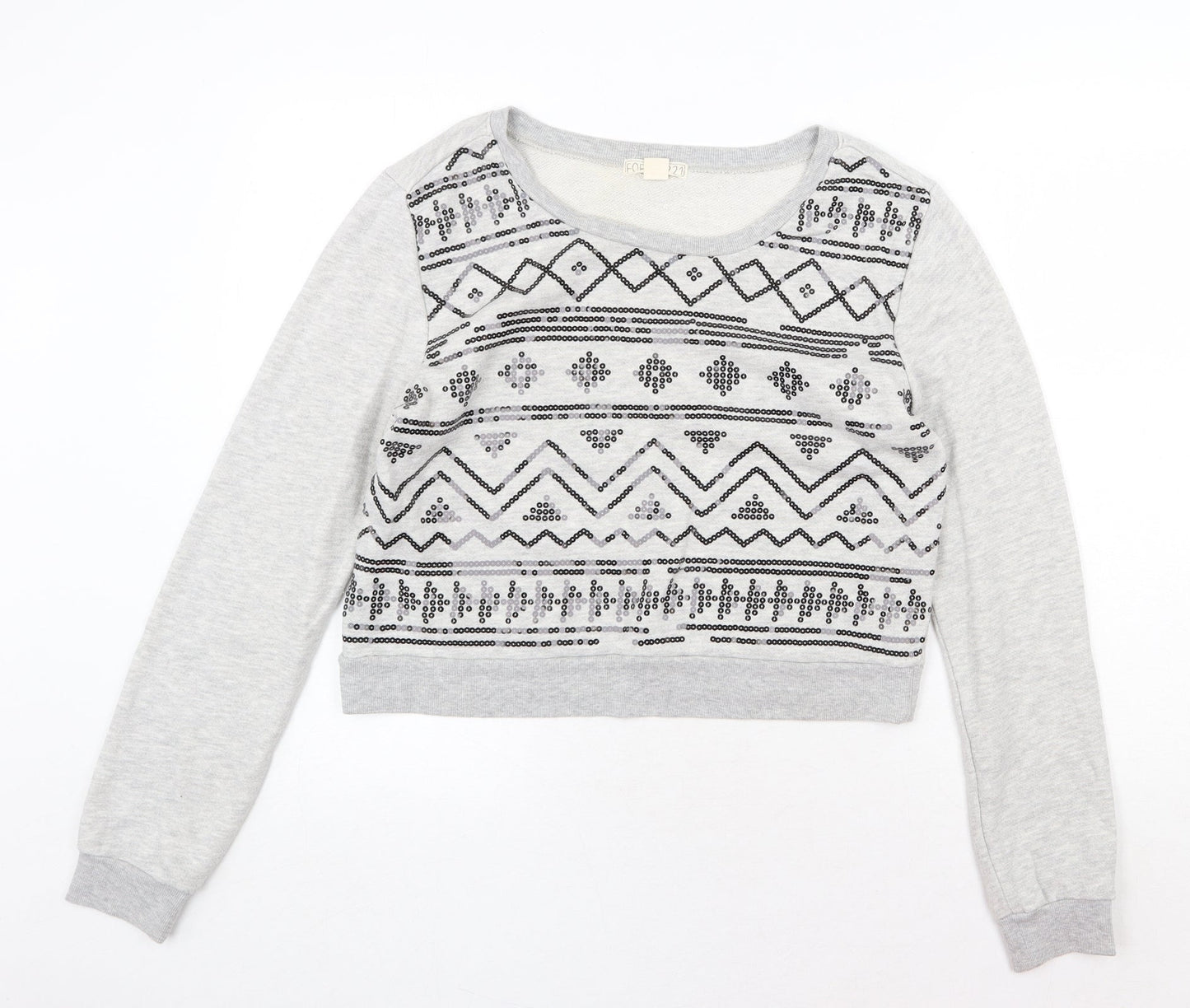 Womens UK Size L FOREVER 21 Grey Pullover Sweatshirt