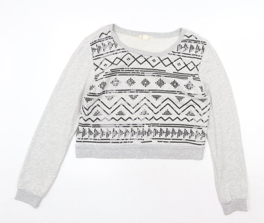 Womens UK Size L FOREVER 21 Grey Pullover Sweatshirt