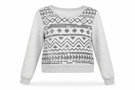 Forever 21 Womens Grey Geometric Cotton Pullover Sweatshirt Size L Pullover