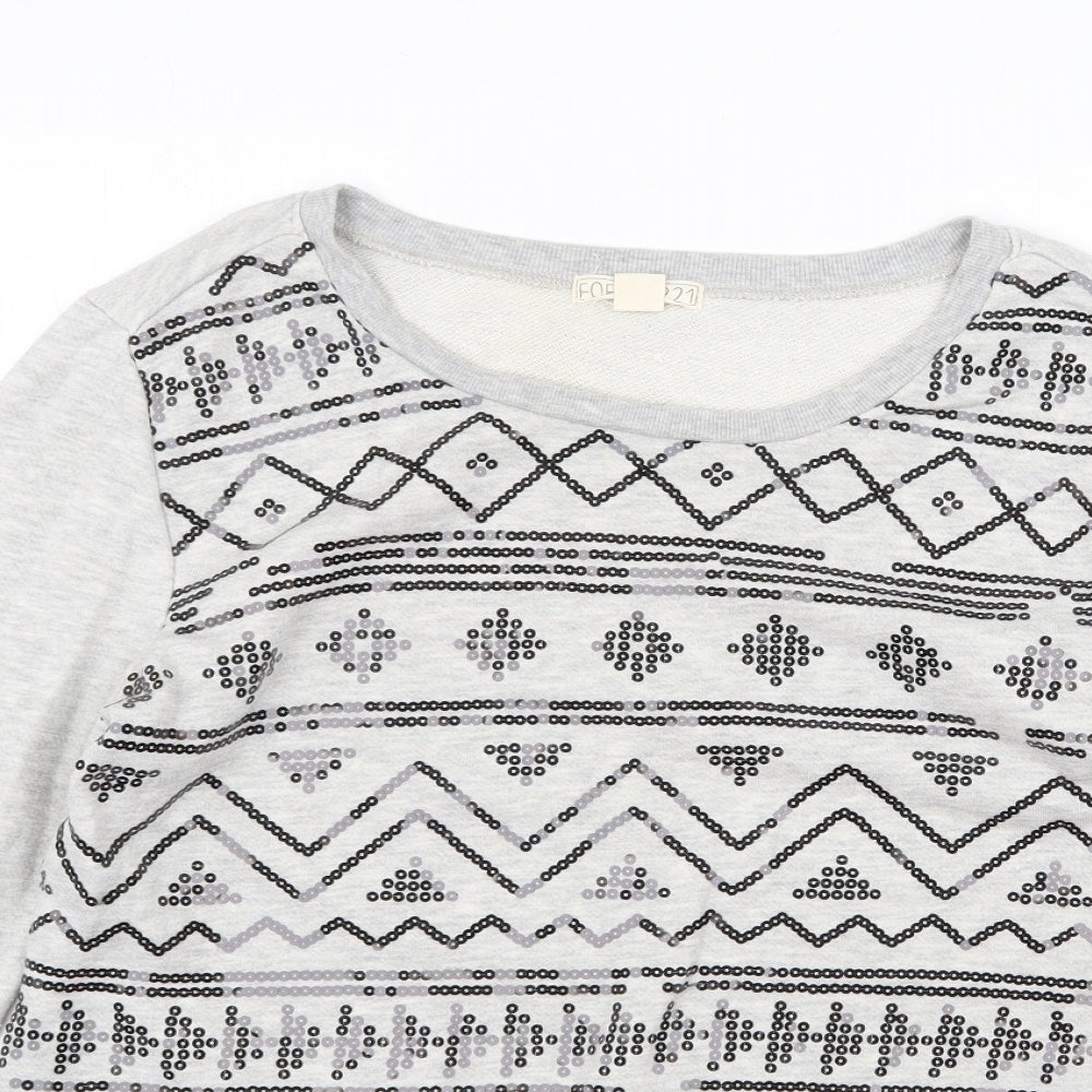 Womens UK Size L FOREVER 21 Grey Pullover Sweatshirt
