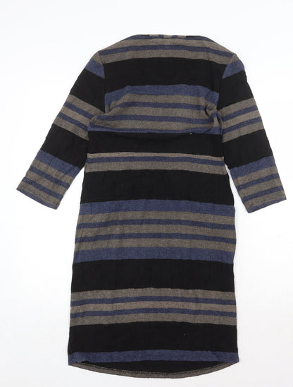 Kaliko Womens Multicoloured Striped Viscose Jumper Dress Size 10 Round Neck Pullover