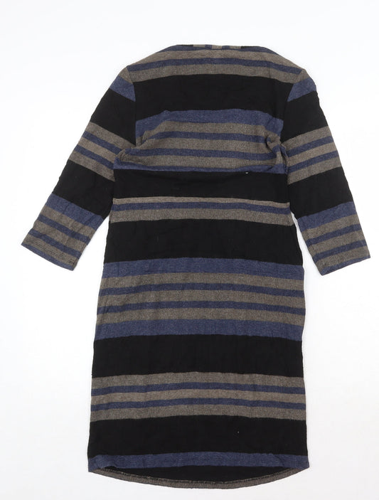 Kaliko Womens Multicoloured Striped Viscose Jumper Dress Size 10 Round Neck Pullover