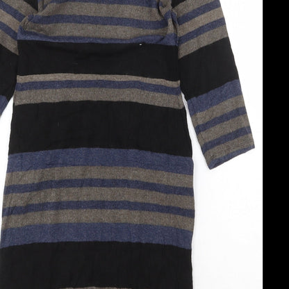Kaliko Womens Multicoloured Striped Viscose Jumper Dress Size 10 Round Neck Pullover