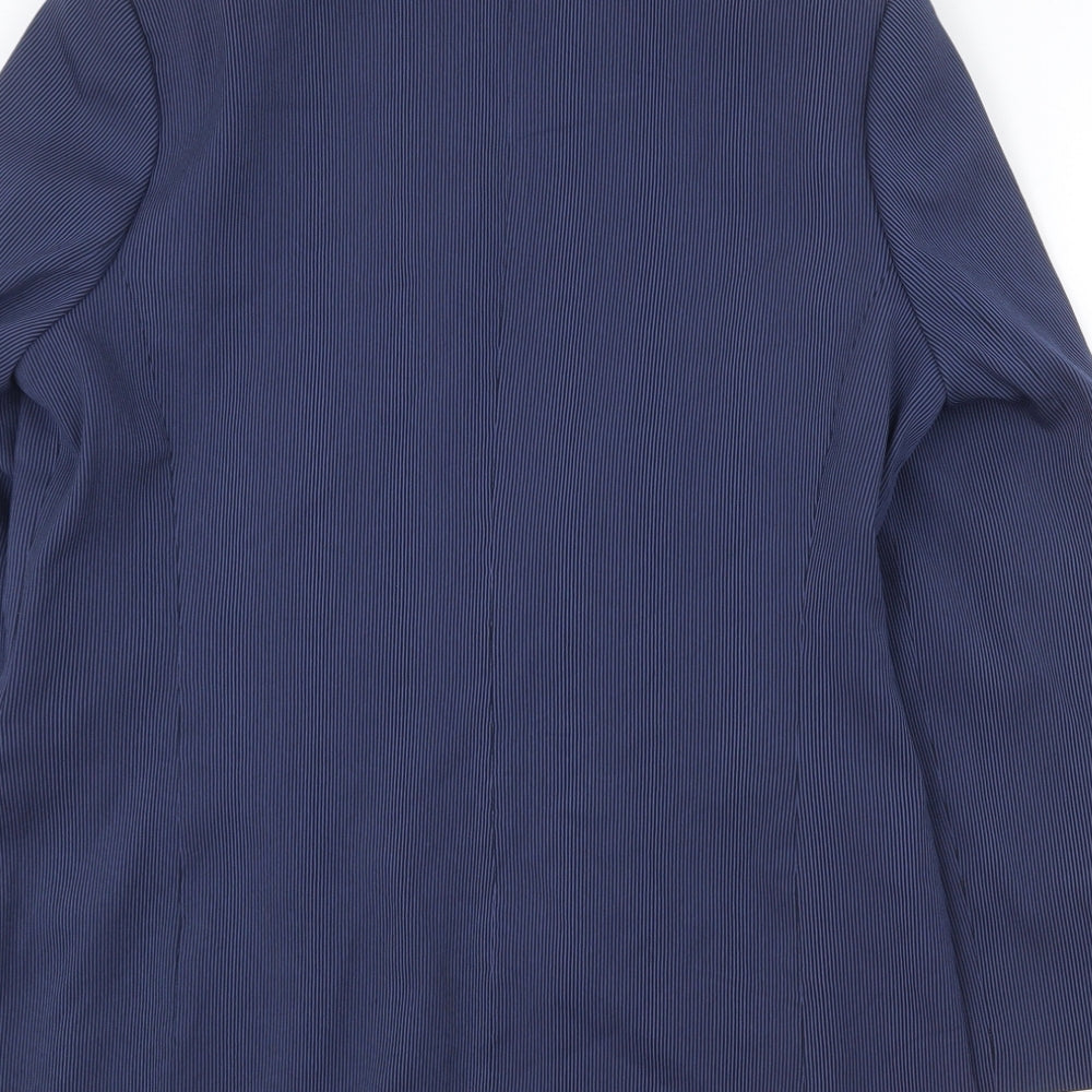 De Keyser Womens Blue Striped Jacket Blazer Size 14 Button