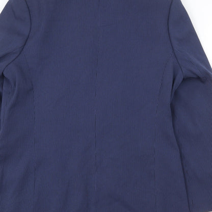 De Keyser Womens Blue Striped Jacket Blazer Size 14 Button