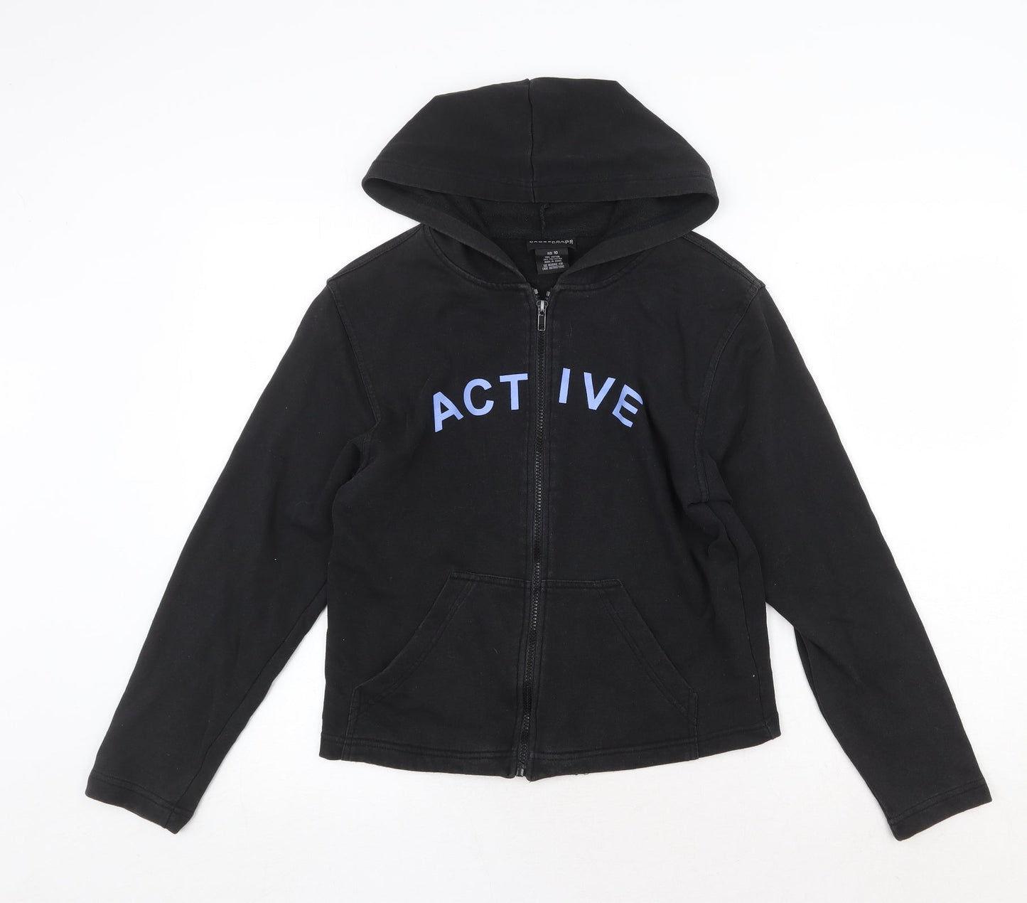 Crossroads Womens Black Cotton Full Zip Hoodie Size 10 Zip - Active