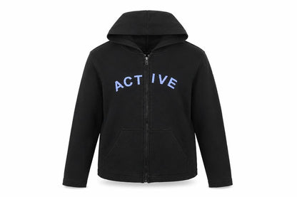 Crosshatch Womens Black Cotton Full Zip Hoodie Size 10 Zip - Active