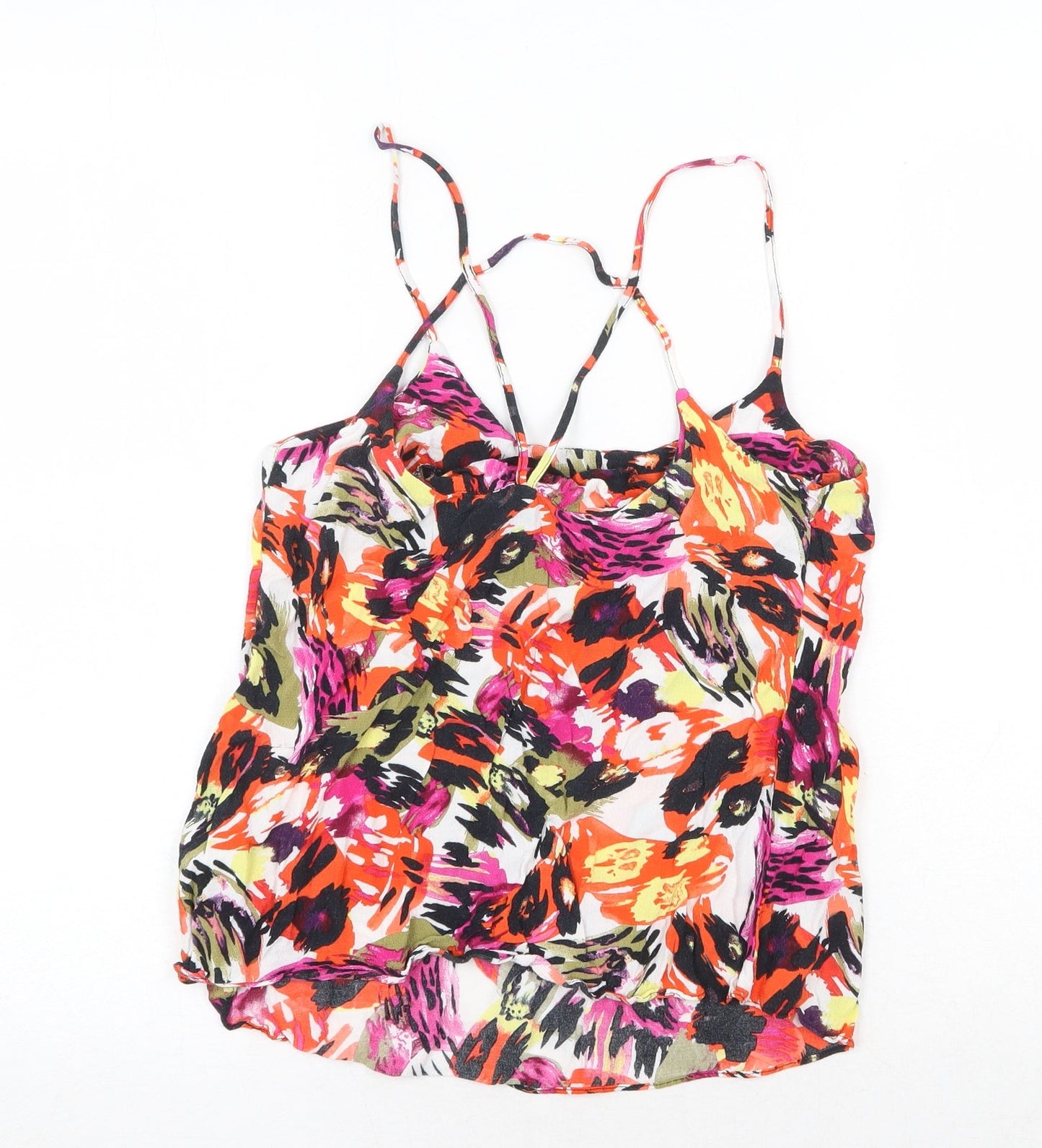 Womens UK Size 10 Topshop Multicoloured Basic Tank