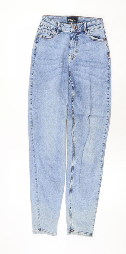 Womens UK Size XS Pieces Regular Fit Skinny Blue Jeans
