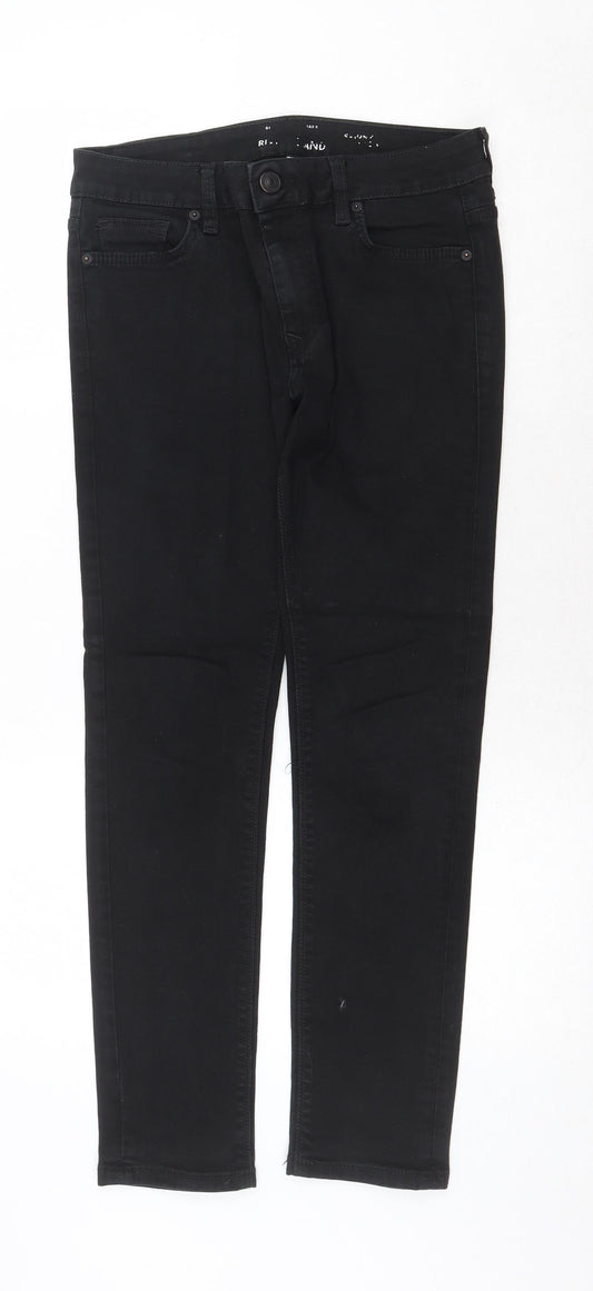 River Island Womens Black Cotton Straight Jeans Size 30 in Regular Zip