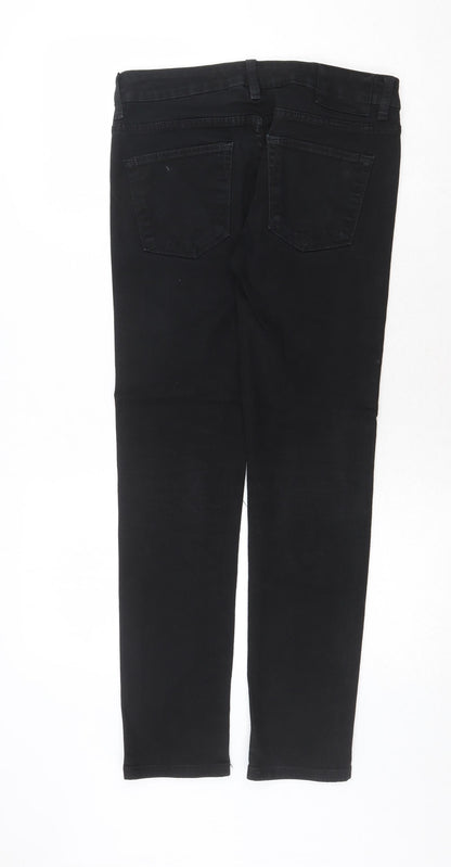 River Island Womens Black Cotton Straight Jeans Size 30 in Regular Zip