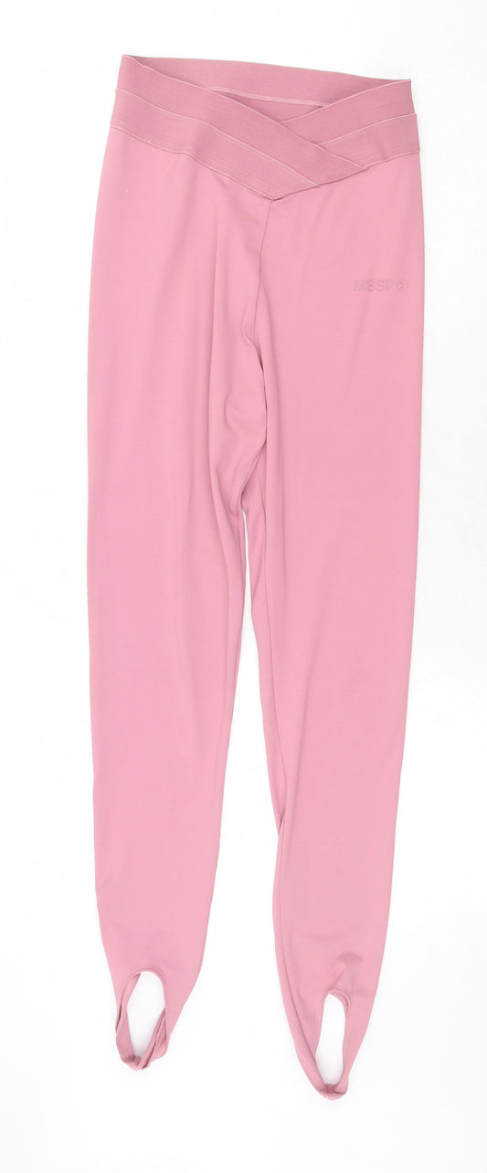 Misspap Womens Pink Polyester Jogger Leggings Size 10 Regular Pullover