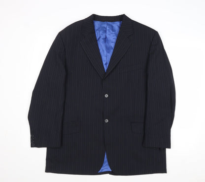 Majors Mens Blue Striped Wool Jacket Suit Jacket Size 42 Regular - Pinstripes