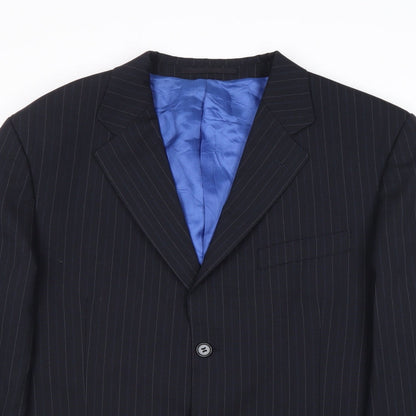 Majors Mens Blue Striped Wool Jacket Suit Jacket Size 42 Regular - Pinstripes