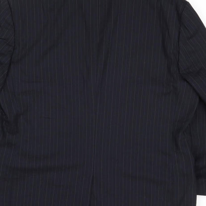 Majors Mens Blue Striped Wool Jacket Suit Jacket Size 42 Regular - Pinstripes
