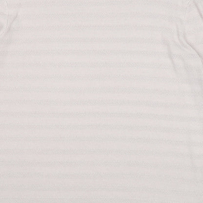 New Look Mens Beige Round Neck Striped Acrylic Pullover Jumper Size M Long Sleeve