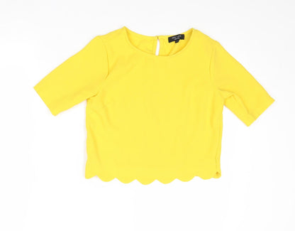 Womens UK Size 4 New Look Yellow Basic Blouse