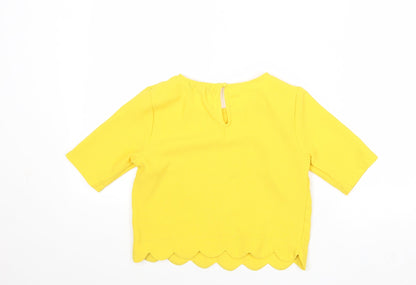 Womens UK Size 4 New Look Yellow Basic Blouse