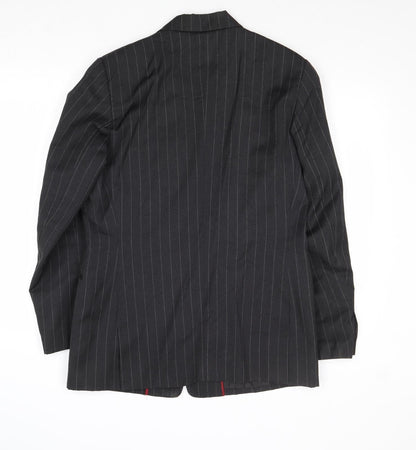 St-Martins Mens Grey Polyester Jacket Suit Jacket Size 38 Regular - Pinstripe