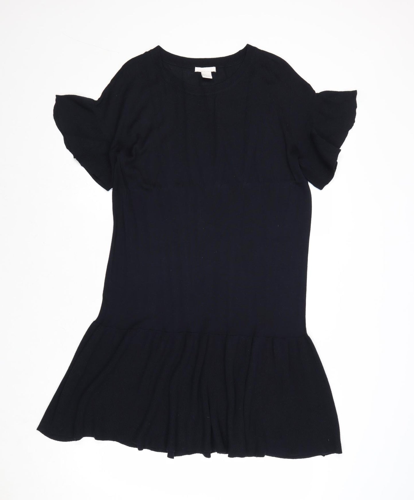 H&M Womens Blue Acrylic T-Shirt Dress Size S Round Neck Pullover