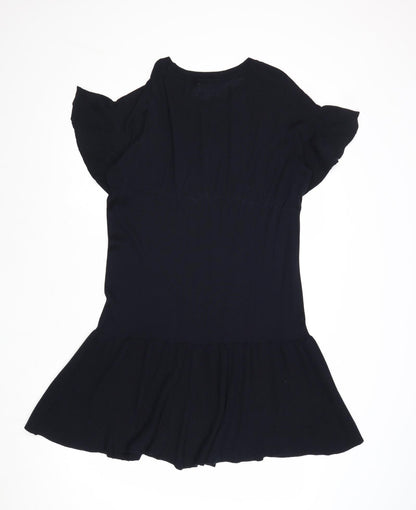 H&M Womens Blue Acrylic T-Shirt Dress Size S Round Neck Pullover