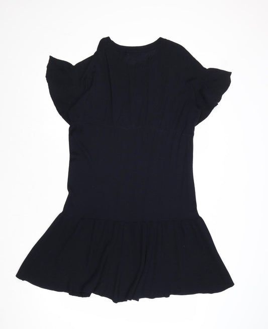 H&M Womens Blue Acrylic T-Shirt Dress Size S Round Neck Pullover